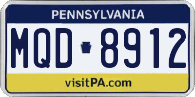 PA license plate MQD8912