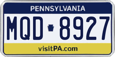 PA license plate MQD8927