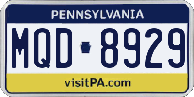 PA license plate MQD8929
