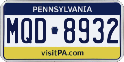 PA license plate MQD8932