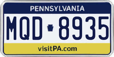 PA license plate MQD8935