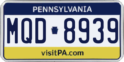 PA license plate MQD8939