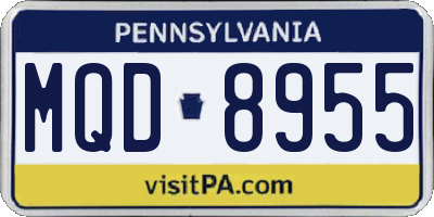 PA license plate MQD8955