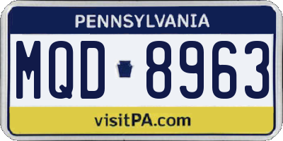 PA license plate MQD8963