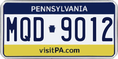 PA license plate MQD9012