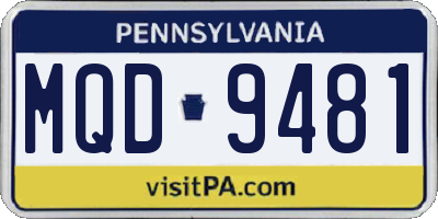 PA license plate MQD9481