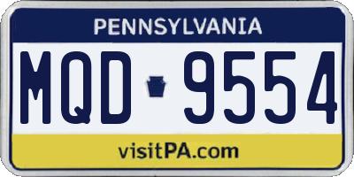 PA license plate MQD9554
