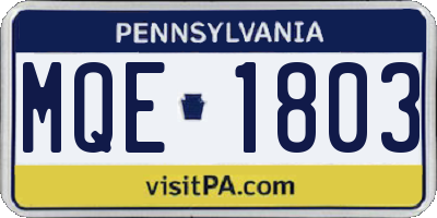 PA license plate MQE1803