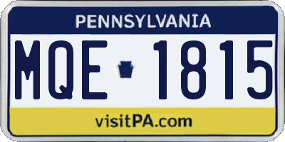 PA license plate MQE1815