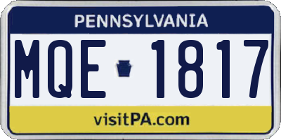 PA license plate MQE1817