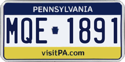 PA license plate MQE1891