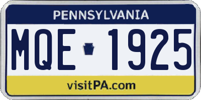 PA license plate MQE1925