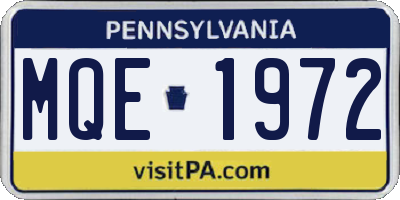 PA license plate MQE1972