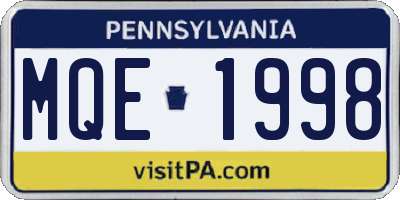 PA license plate MQE1998