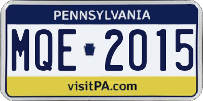 PA license plate MQE2015