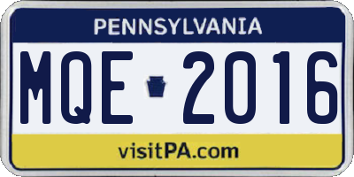 PA license plate MQE2016
