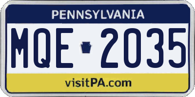 PA license plate MQE2035