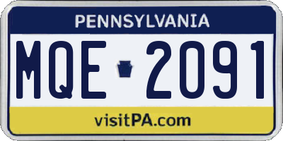 PA license plate MQE2091