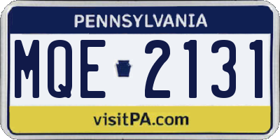 PA license plate MQE2131