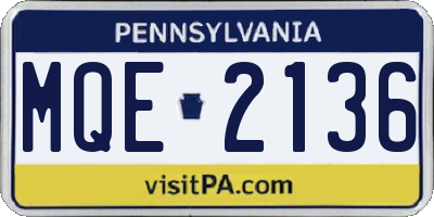 PA license plate MQE2136