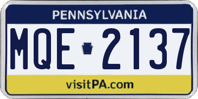 PA license plate MQE2137