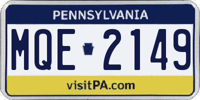 PA license plate MQE2149