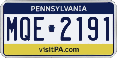 PA license plate MQE2191