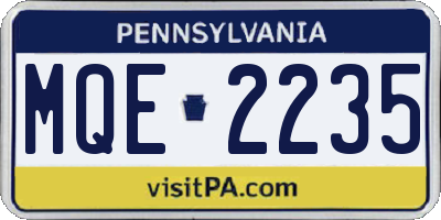 PA license plate MQE2235