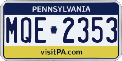 PA license plate MQE2353
