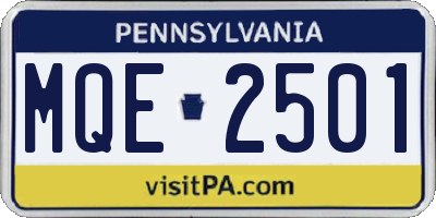 PA license plate MQE2501