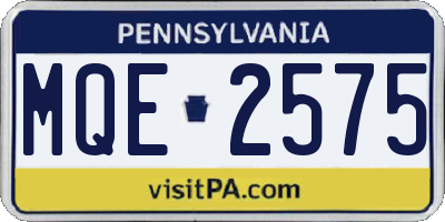PA license plate MQE2575