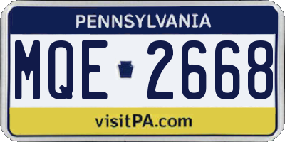 PA license plate MQE2668