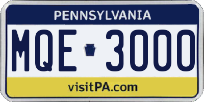 PA license plate MQE3000