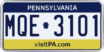 PA license plate MQE3101