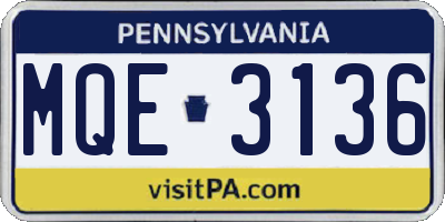PA license plate MQE3136