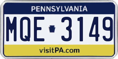 PA license plate MQE3149