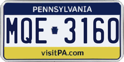 PA license plate MQE3160