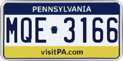 PA license plate MQE3166