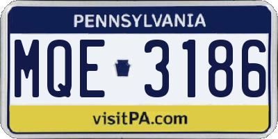 PA license plate MQE3186