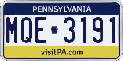 PA license plate MQE3191