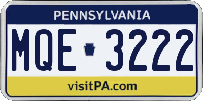 PA license plate MQE3222