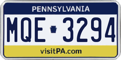 PA license plate MQE3294