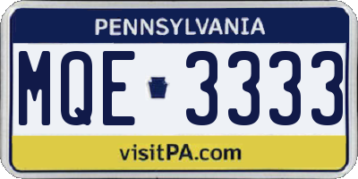 PA license plate MQE3333