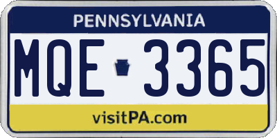 PA license plate MQE3365