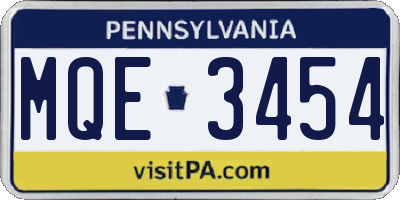 PA license plate MQE3454