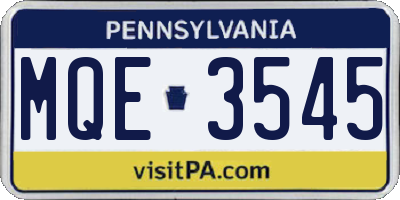PA license plate MQE3545