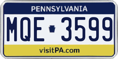 PA license plate MQE3599