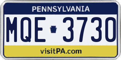 PA license plate MQE3730