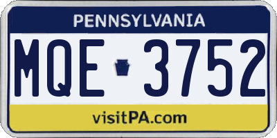 PA license plate MQE3752