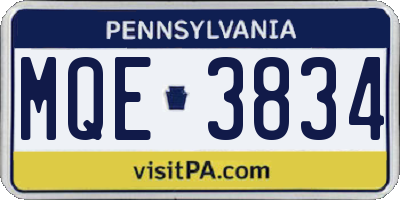 PA license plate MQE3834